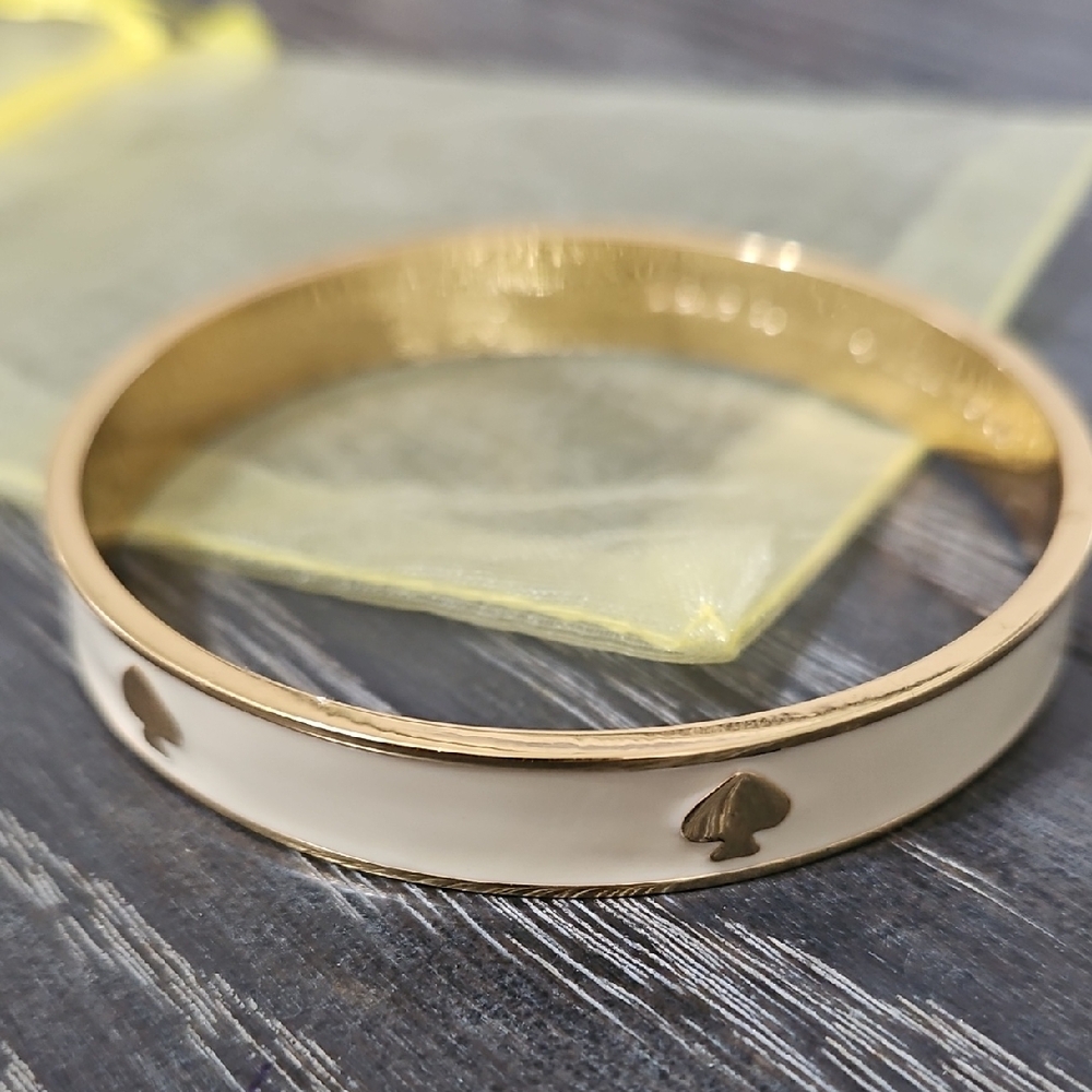 Kate Spade Gold and Off White Enamel Bangle Bracelet